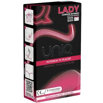 Uniq - Lady, Female condoms with garter belt, latex free, 3-pack