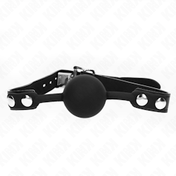 Kink - Silicone ball gag, 4 cm with lock, Svart