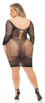 Pink Lipstick Lingerie - Animal Inside Dress, Black, Plus Size