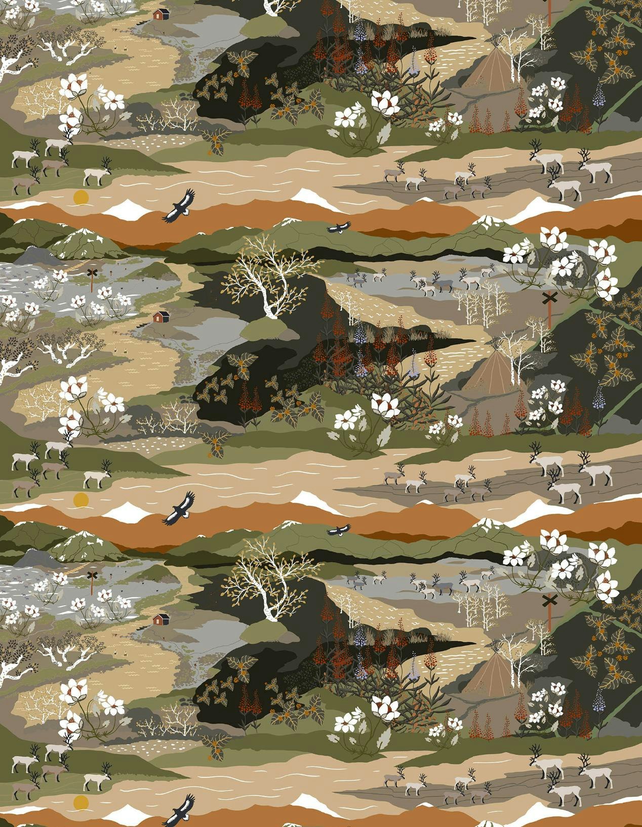 Fjällvandring -Grön/beige