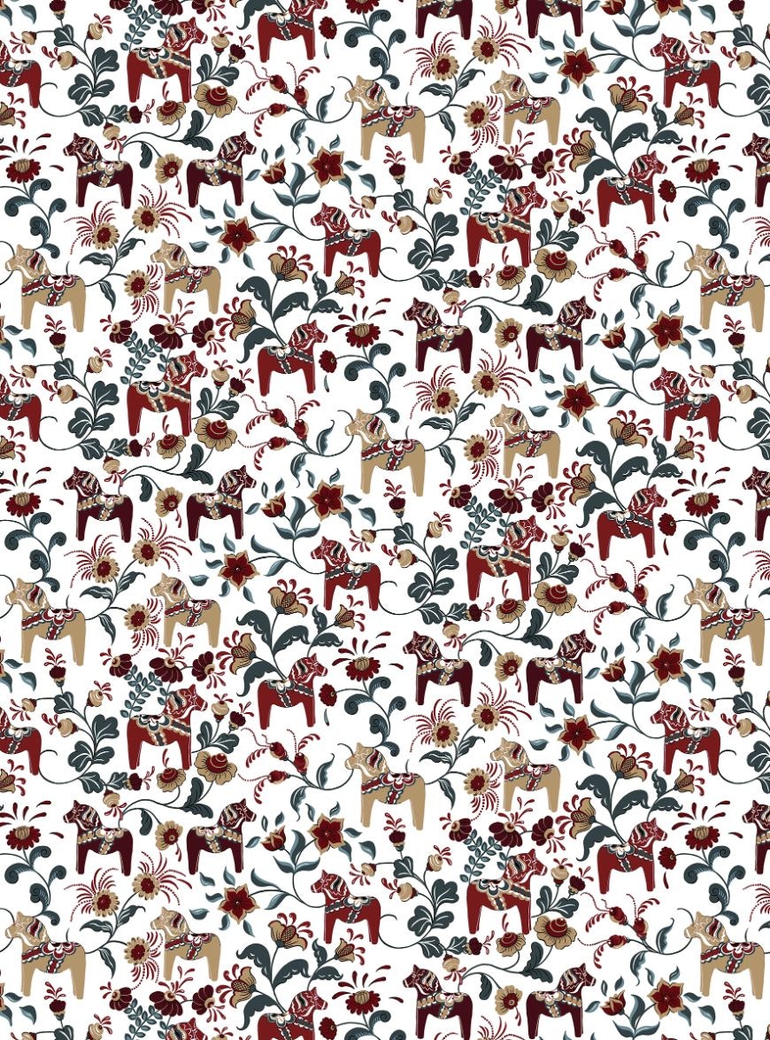 Leksand vinröd/beige/turkos
