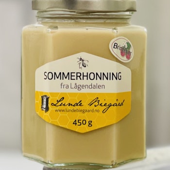 450 g Sommerhonning på glass (Bringebær/Lind)
