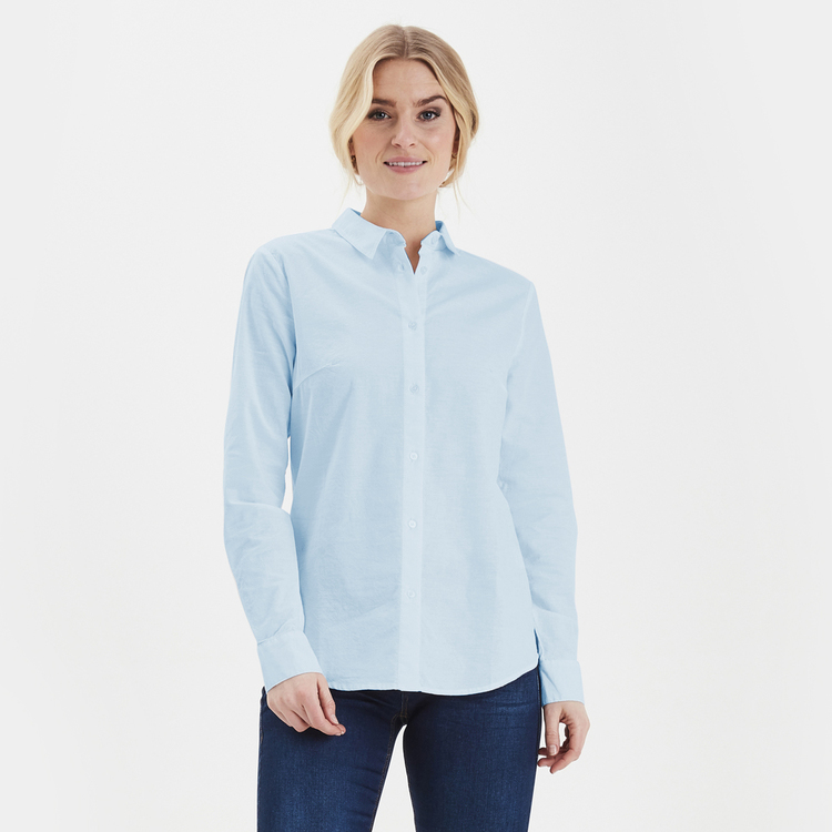 Fransa klassisk langermet skjorte - Blue Chambré