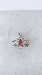 Lotusblomma med Rosa Turmalin, silver (925)