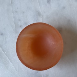 Orange/Peach Selenit hjärta, Skål 6 cm