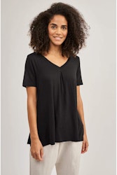 T-shirt V-ringad i mjukt lyocellbambu-tyg, svart