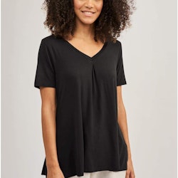 T-shirt V-ringad i mjukt lyocellbambu-tyg, svart