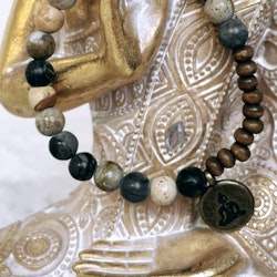 Leopard jaspis, armband med Buddha