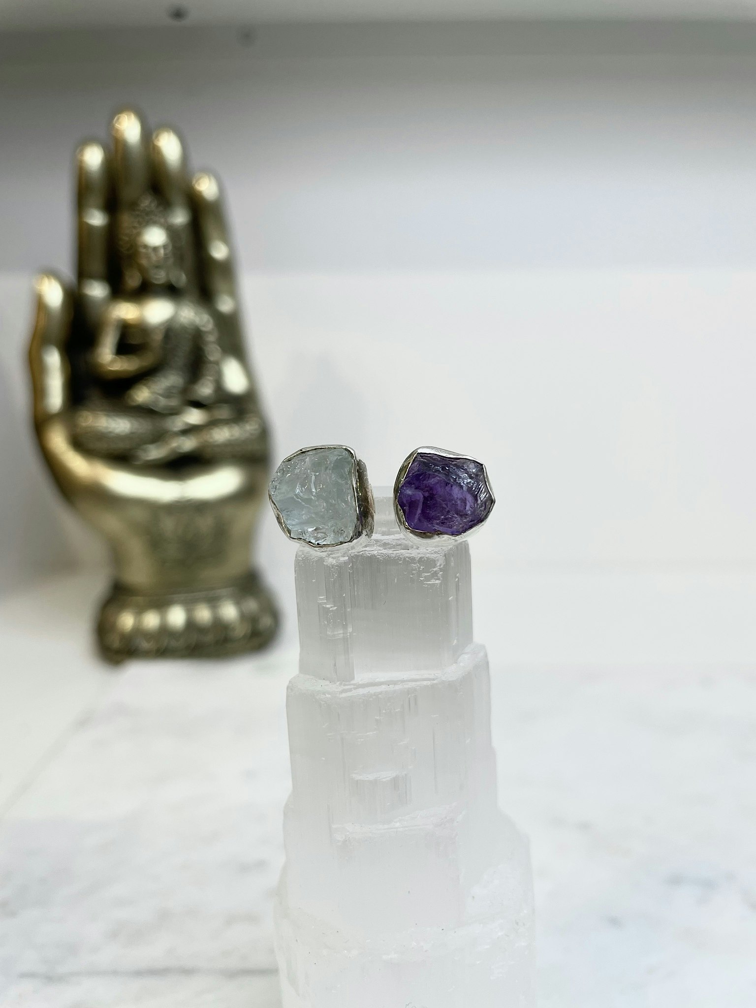 Ametist & Akvamarin, ring från Biverståhl Crystals