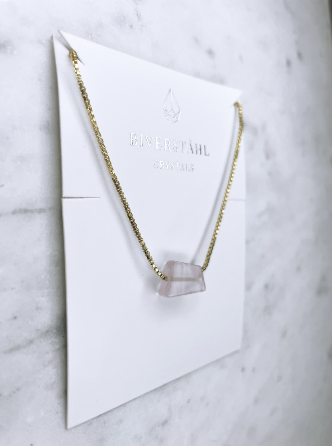 "Self-Love necklace" Rosenkvarts, halsband från Biverståhl Crystals