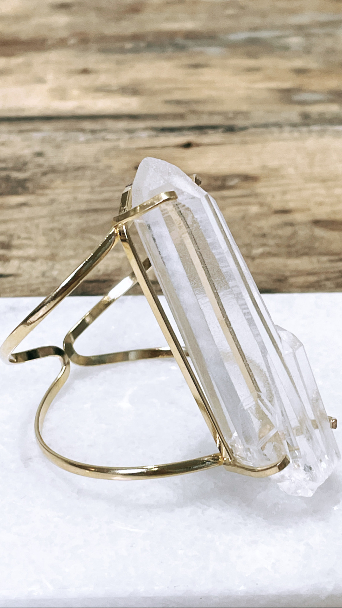 Lemurian Bergkristall, justerbart armband guld (E)