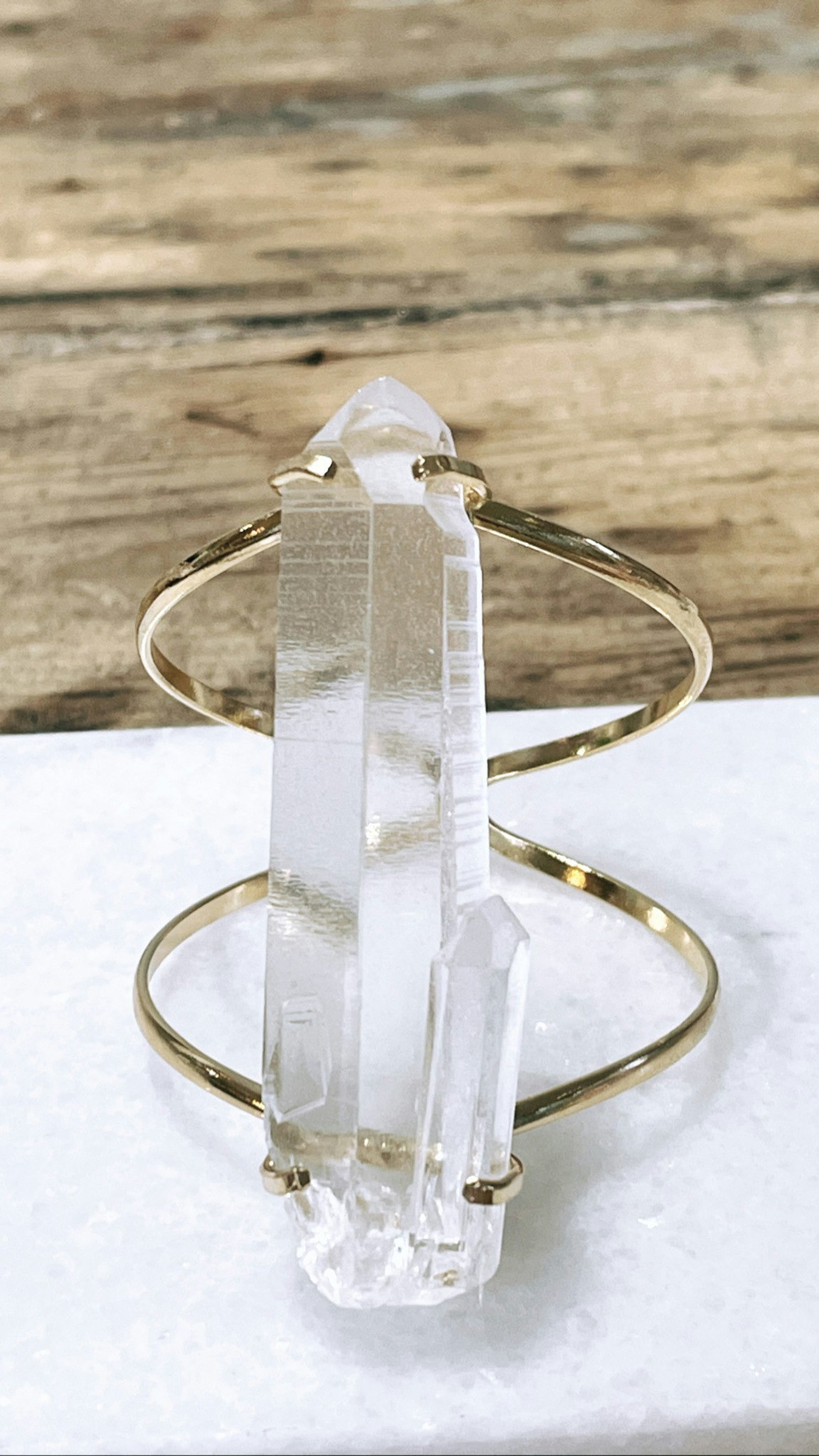 Lemurian Quartz, justerbart armband i guld (E)