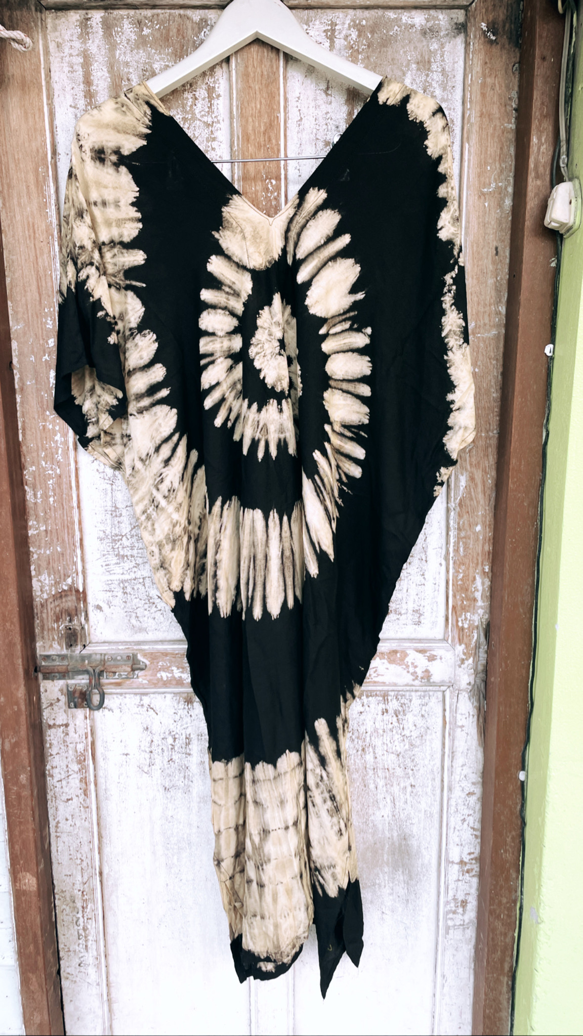 Tunika/klänning, svart/beige batik (A)