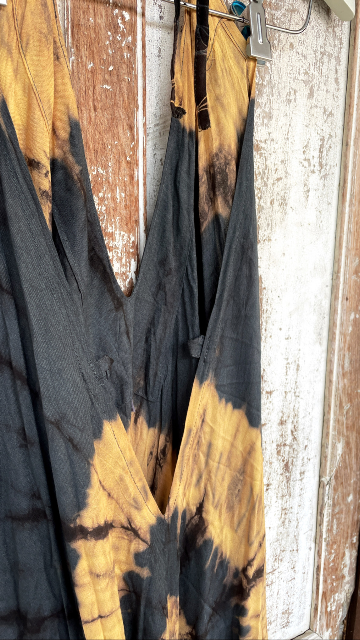 Klänning, svart/guld batik (F)
