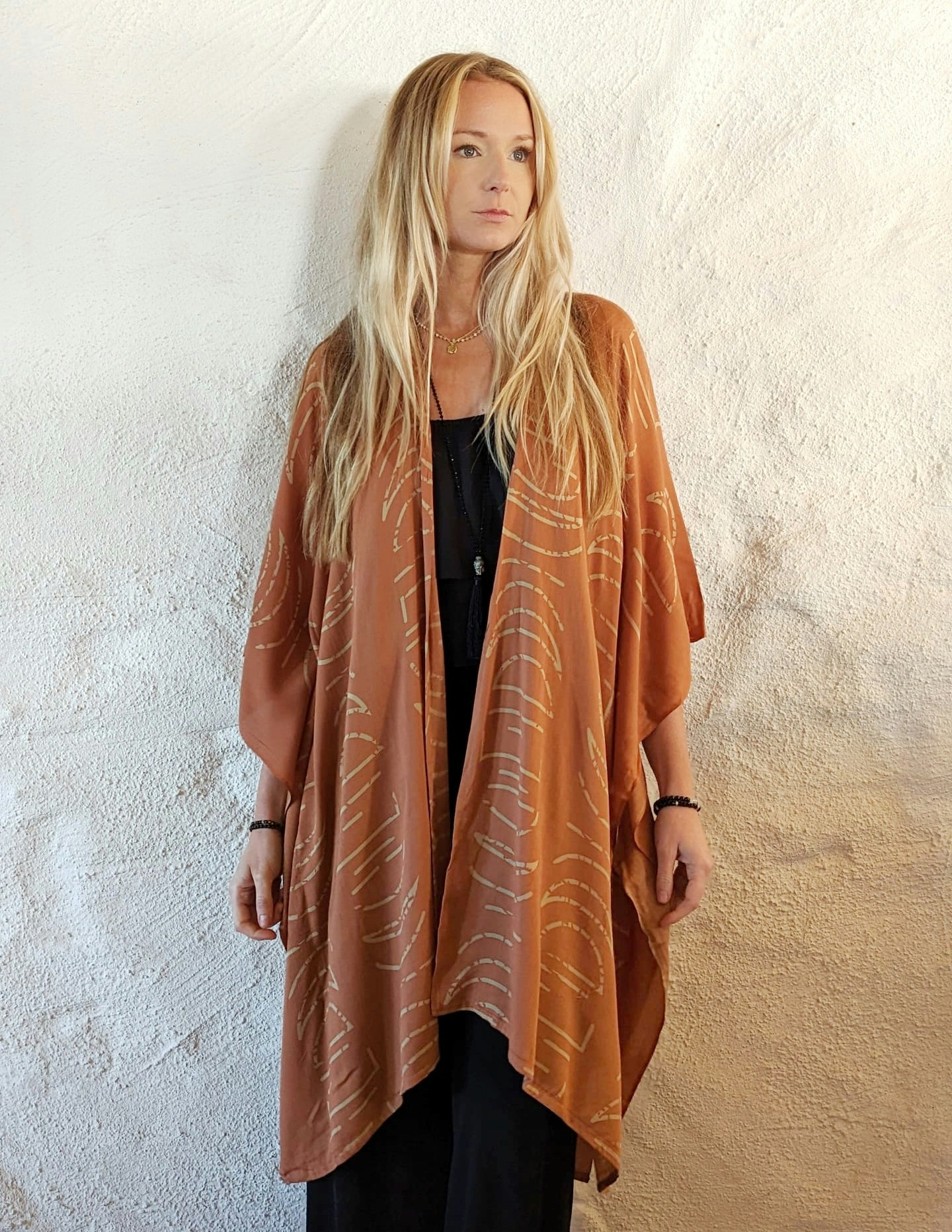 Kort Kimono med månfaser, Terracotta