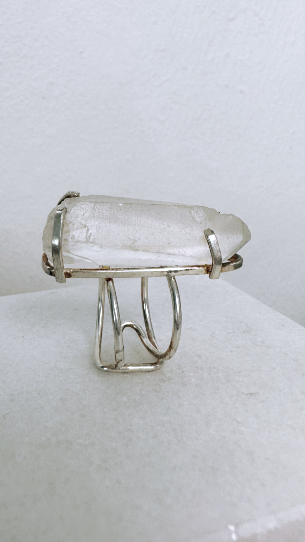 Lemurian Bergkristall, justerbar ring silver D