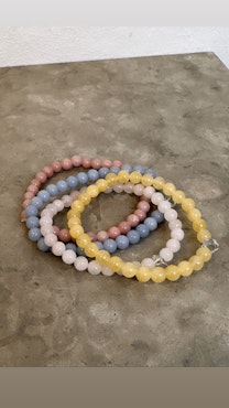 Rosenkvarts, armband med Bergkristall