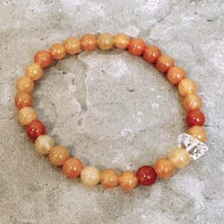 Orange Aventurin, armband med Bergkristall