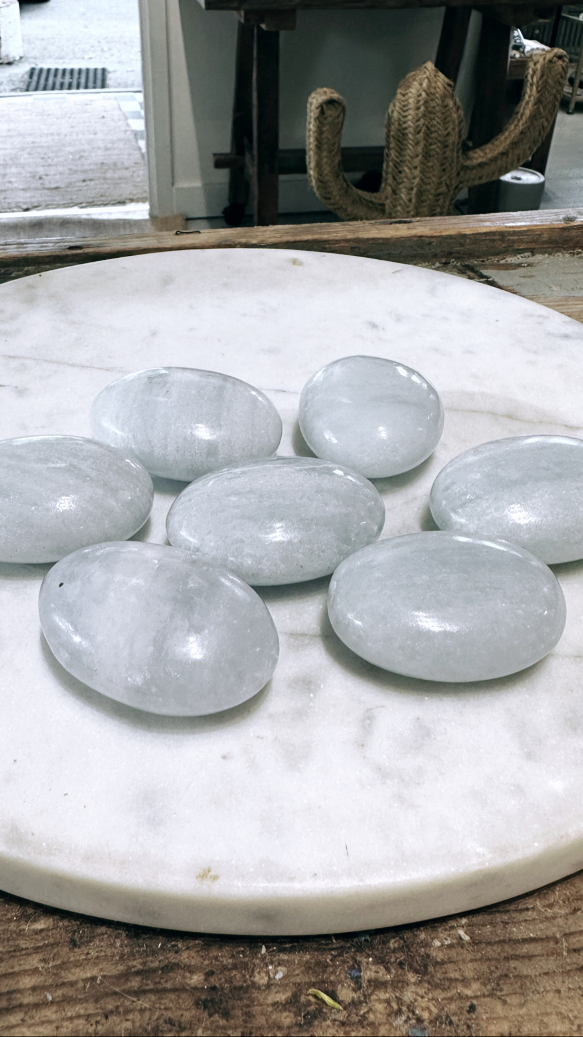 Blå kalcit, palmstone