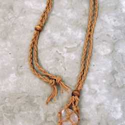 Halsband för kristall i Makramé, brun