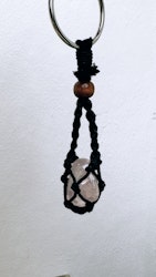 Nyckelring för kristall i Makramé, svart