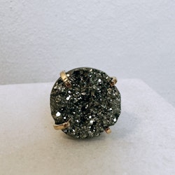 Pyrit, justerbar ring guld (B)