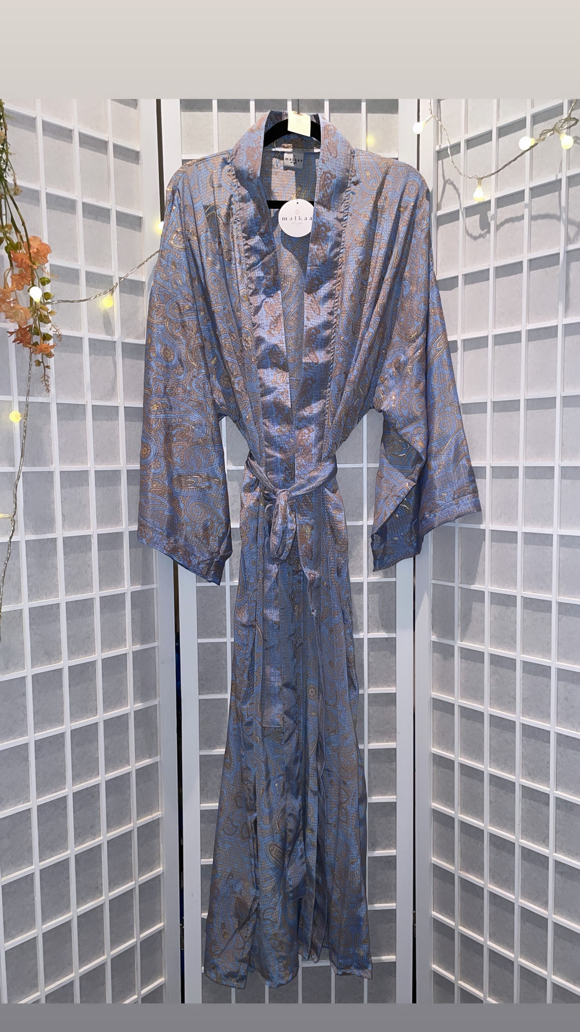 Kimono från Malkaa, blå / guld,  lång