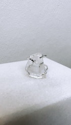 Bergkristall, justerbar ring, silver (A)