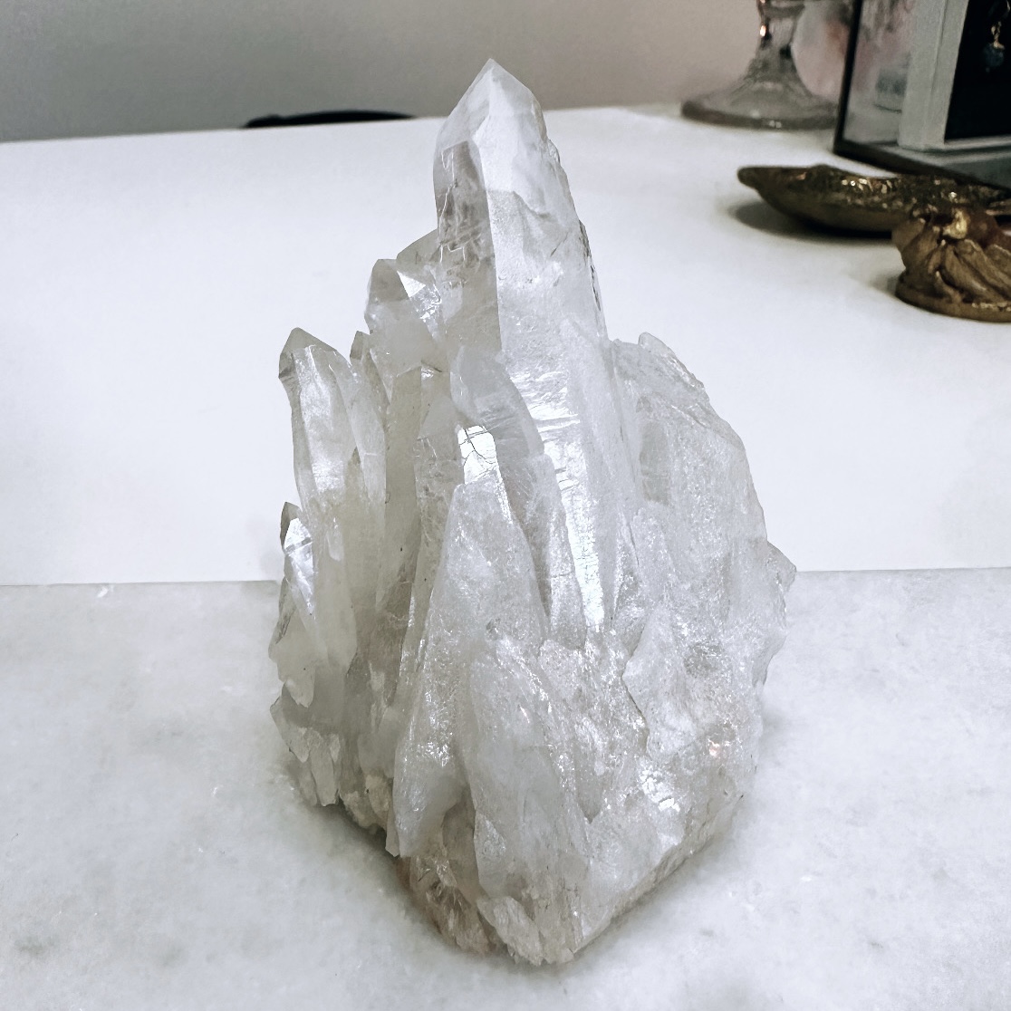 Kluster i Bergkristall med aura