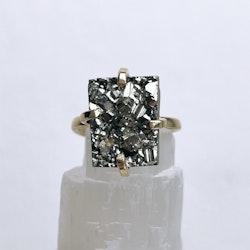 Pyrit, justerbar ring guld (A)