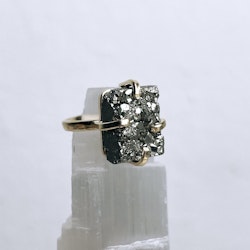 Pyrit, justerbar ring guld (B)