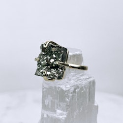 Pyrit, justerbar ring guld (H)