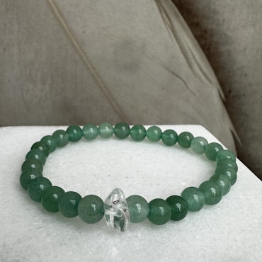 Grön Aventurin med Bergkristall, armband