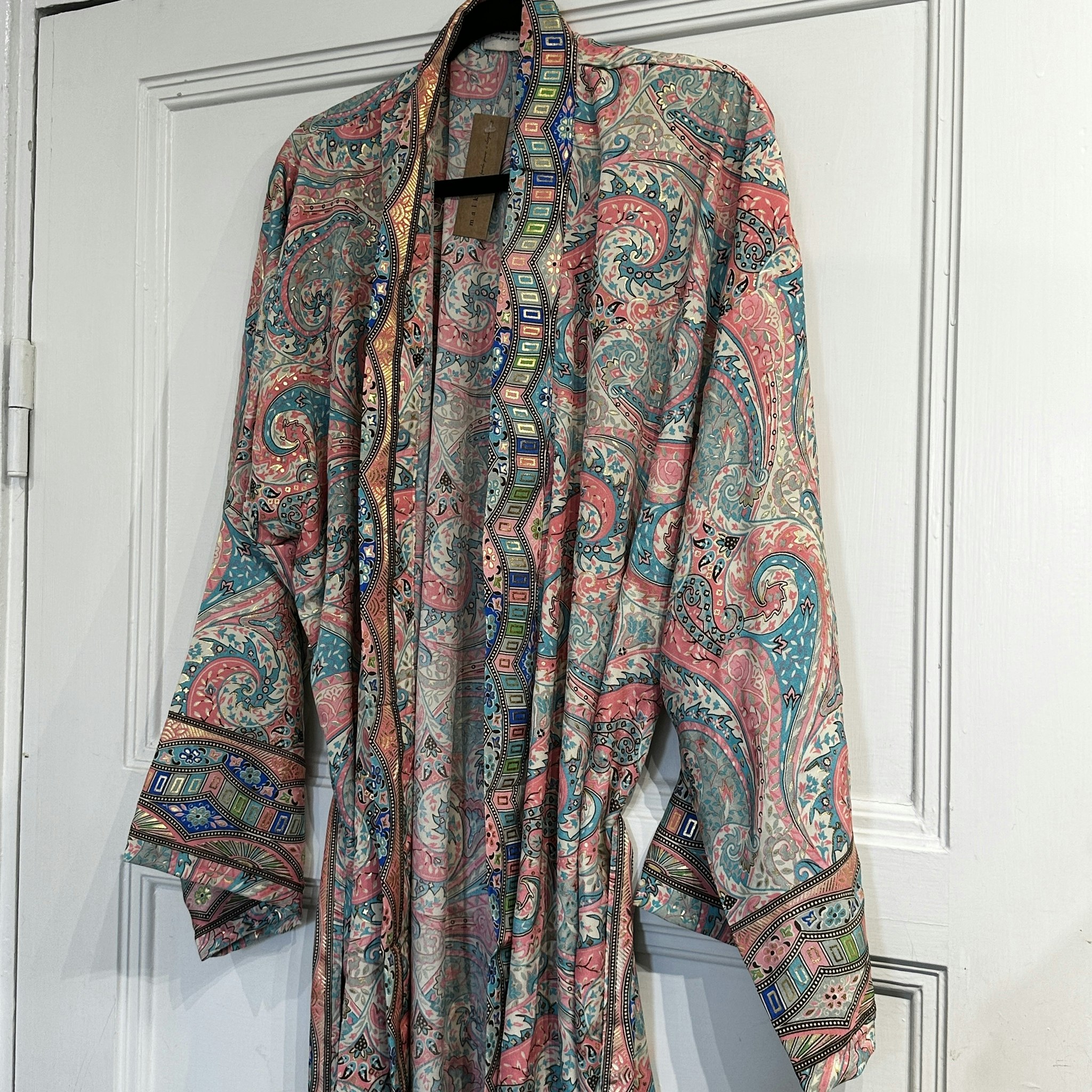 Kimono från Malkaa, rosa/turkos