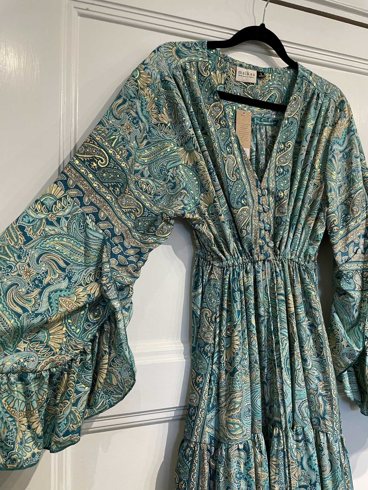 Boho Klänning från Malkaa, blå / guld