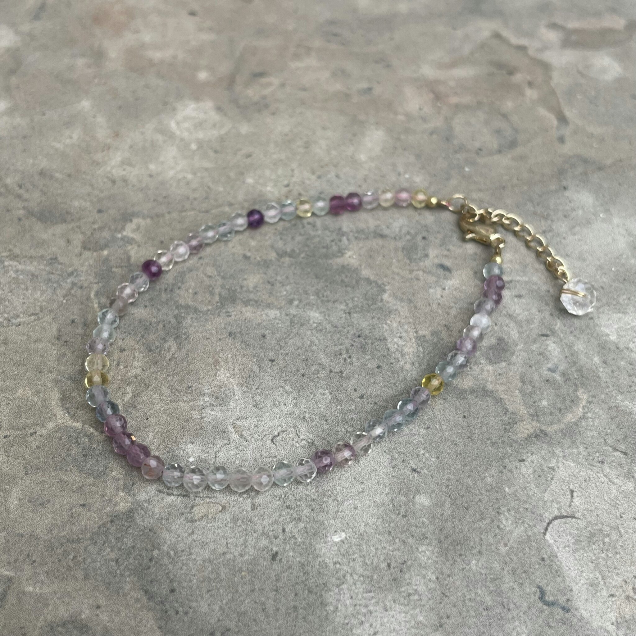 Fluorit, armband med kedja