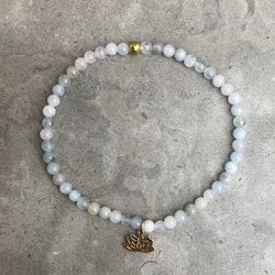 Morganit, armband med lotusblomma