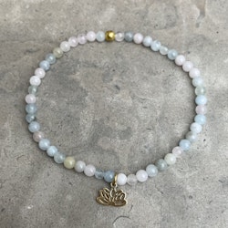 Morganit, armband med lotusblomma