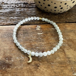 Akvamarin, armband med guldmåne