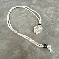Halsband för kristall i Makramé, vit