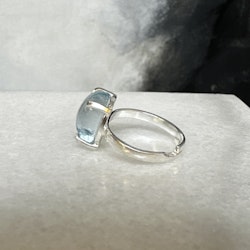 Blå topas, ring justerbar silver (B)