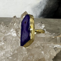 Boho ring med agat i mässing, lila (D)