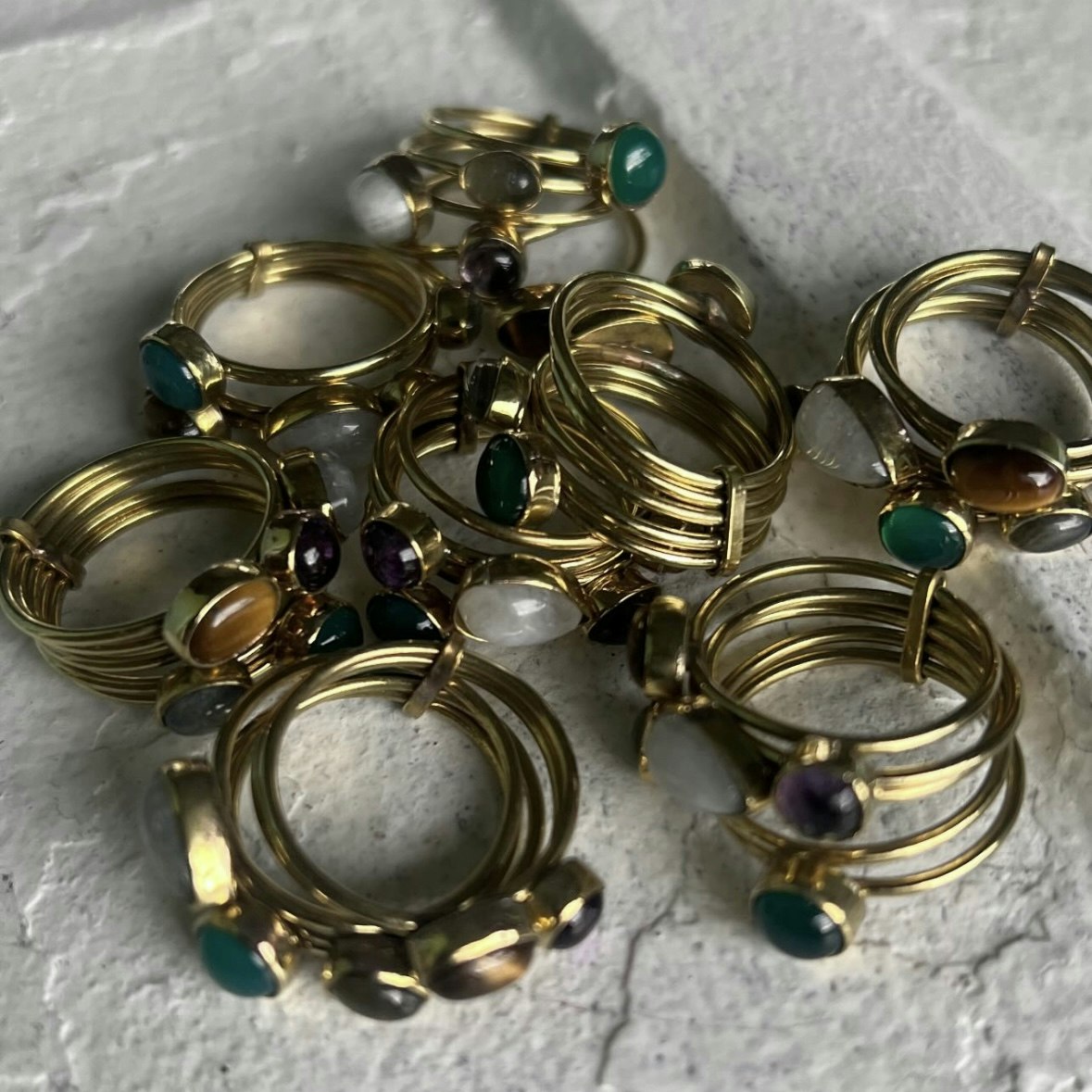 Boho ring med stenar, ca 18 mm