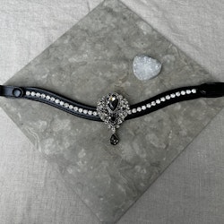 Pannband med strass & medaljong, Ponny svart