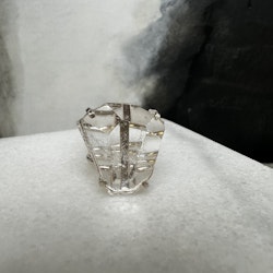 Bergkristall facetterad, ring justerbar silver (B)
