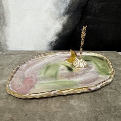 Rökelsefat Earth, oval med äkta guld (B)