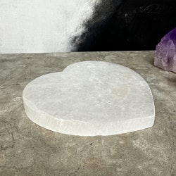 Selenit, hjärta laddningsplatta (12 cm)