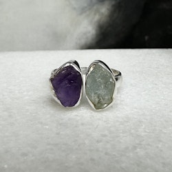 Ametist & Akvamarin, ring från Biverståhl Crystals (stlk 18)