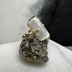 Selenit, ring justerbar guld (K)