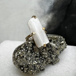 Selenit, ring justerbar guld (K)